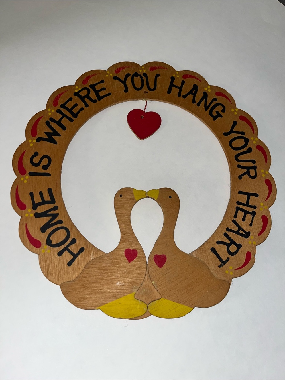 Vintage "Home Is Where You Hang Your Heart" Country Duck Goose Wooden Wreath